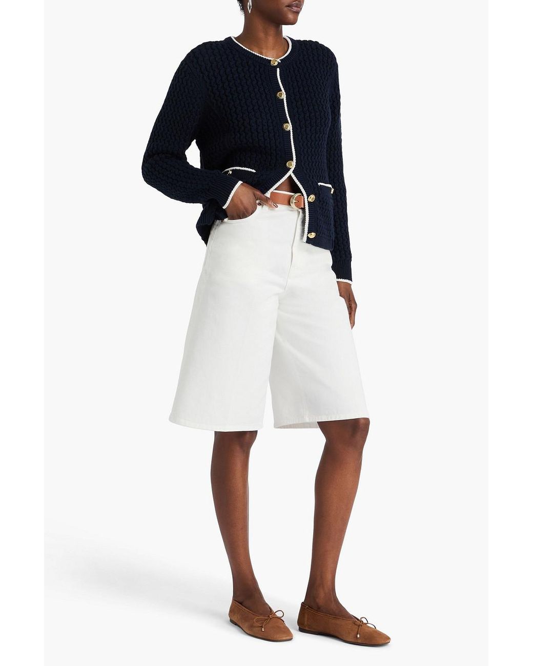 Rag & Bone Blue Daria Cable-Knit Cotton-Blend Cardigan