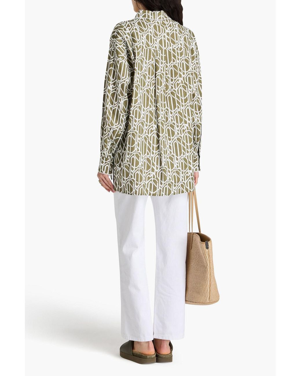 Diane von Furstenberg White Artemis Printed Woven Shirt