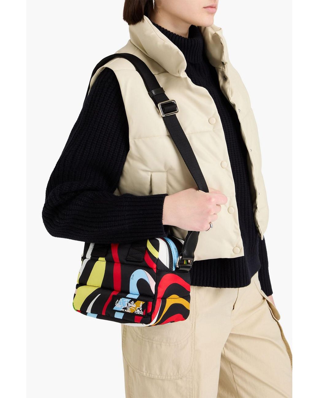 Emilio Pucci Red Quilted Printed Shell Camera Bag