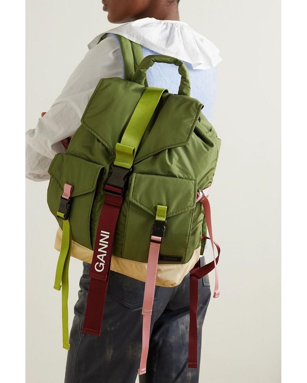 Ganni Shell Backpack in Green | Lyst Australia