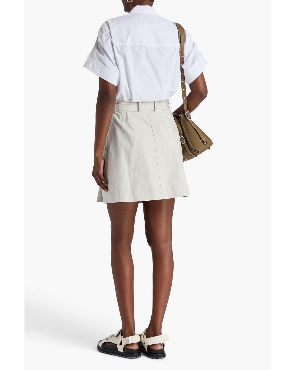 3.1 Phillip Lim White Pleated Cotton-Blend Poplin And Canvas Mini Shirt Dress