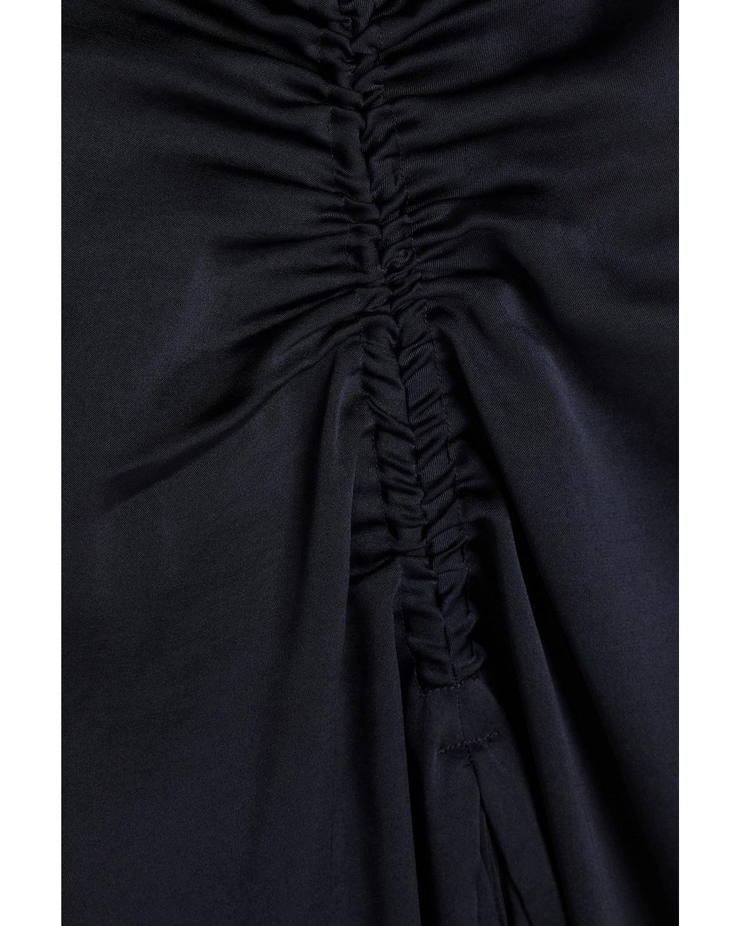 Sandro Blue Ruched Satin-Twill Maxi Dress