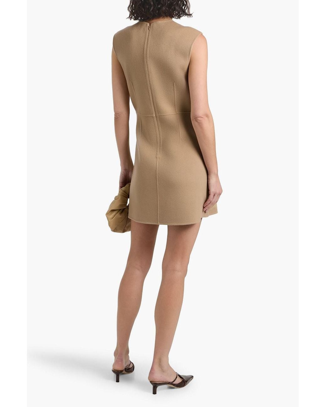 Theory Wool And Cashmere-Blend Felt Mini Dress in Brown | Lyst