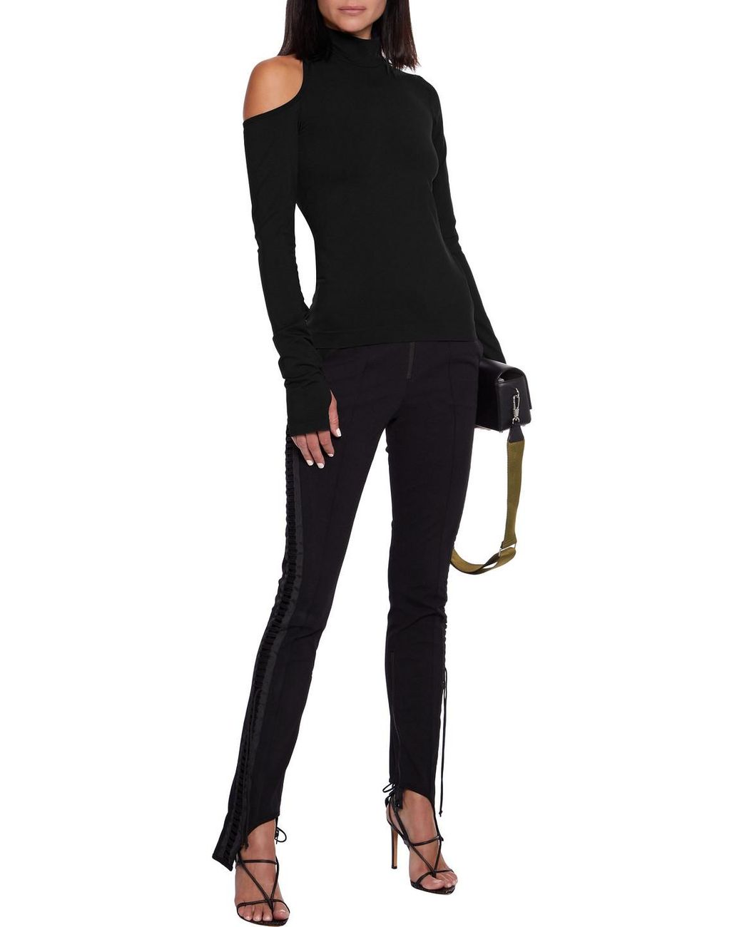 helmut lang shoulder cutout turtleneck