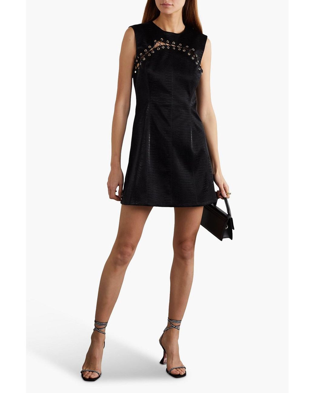 Halpern Black Croc-effect Mini Dress