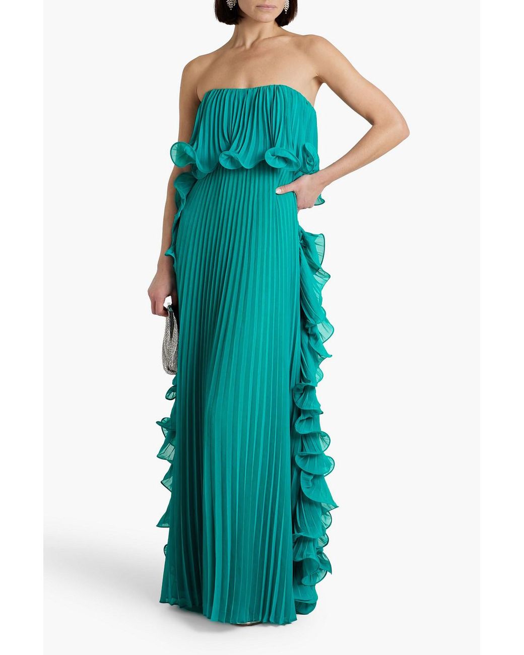 Strapless Ruffle Maxi Dress