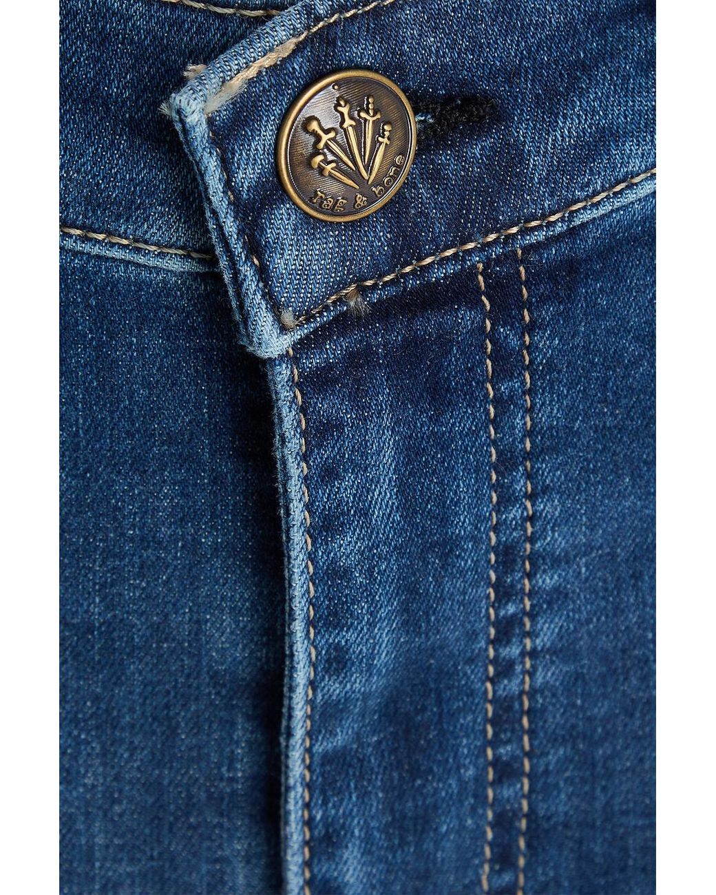 Rag & Bone Blue Peyton Cropped Faded Mid-Rise Bootcut Jeans