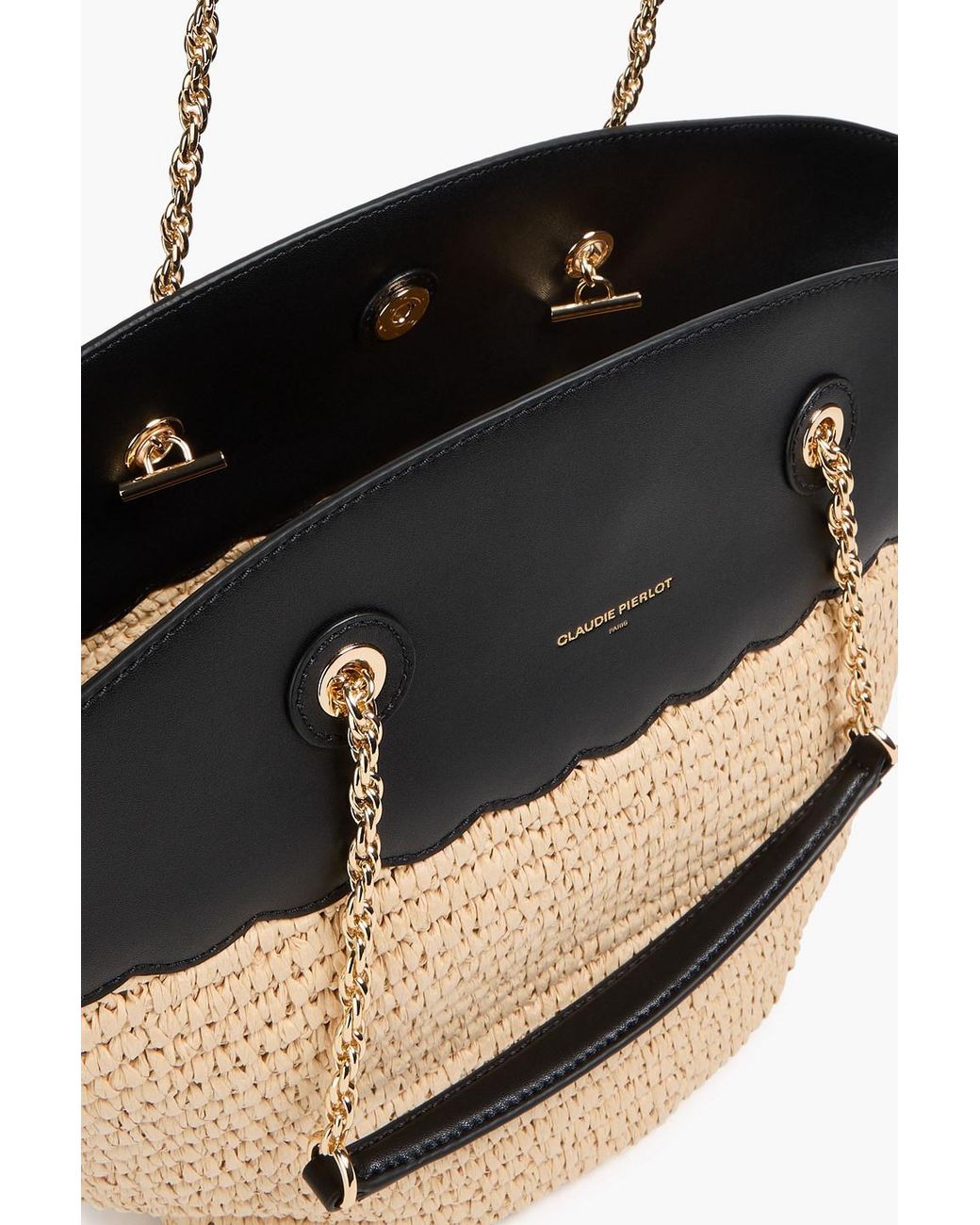 Claudie Pierlot Black Leather And Paper Tote