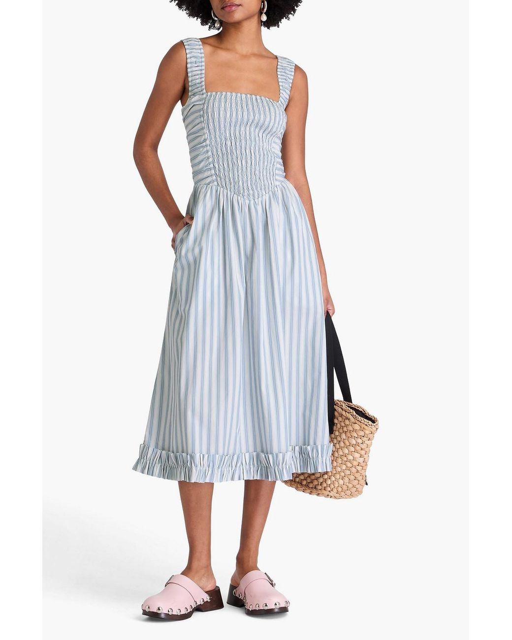 ganni cotton poplin cutout dress Ganni