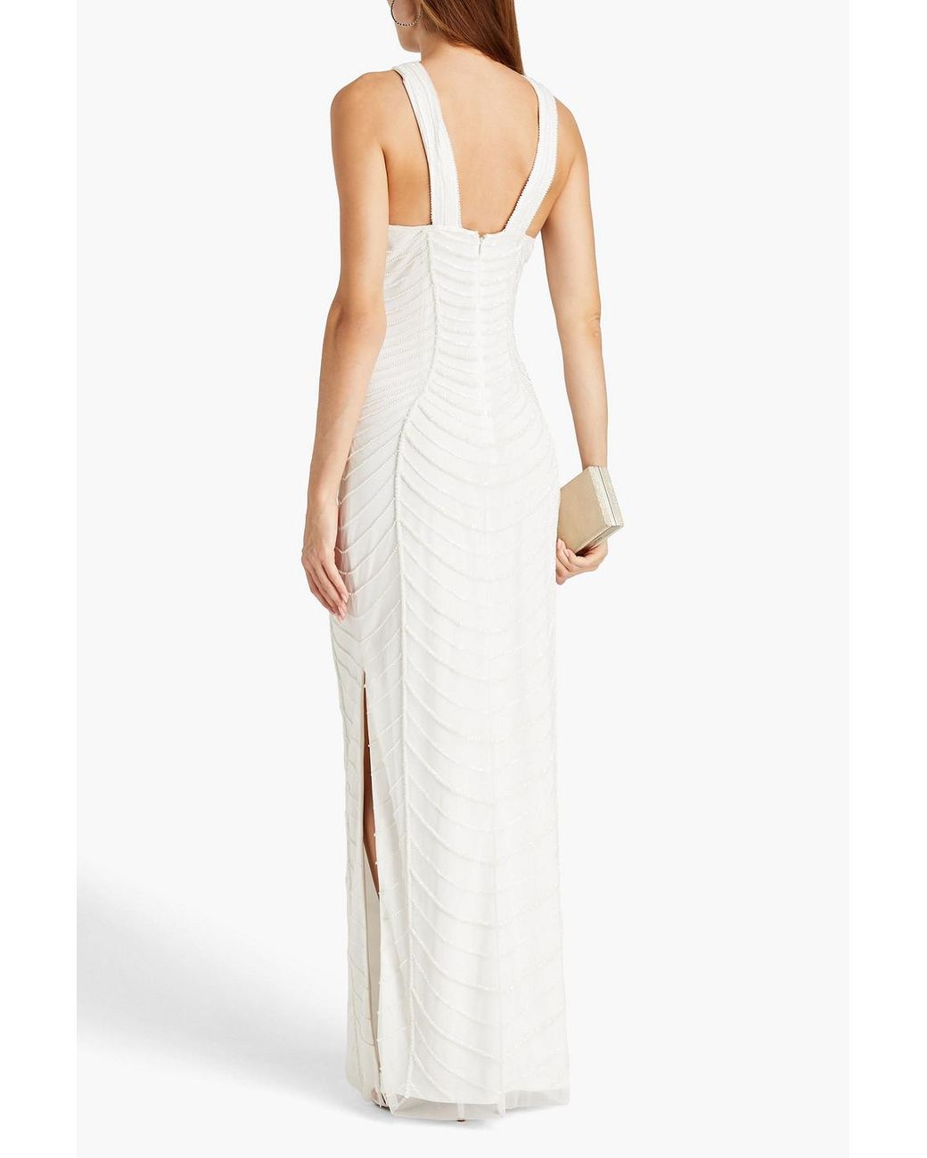 Aidan Mattox Bead embellished Tulle Gown in White Lyst