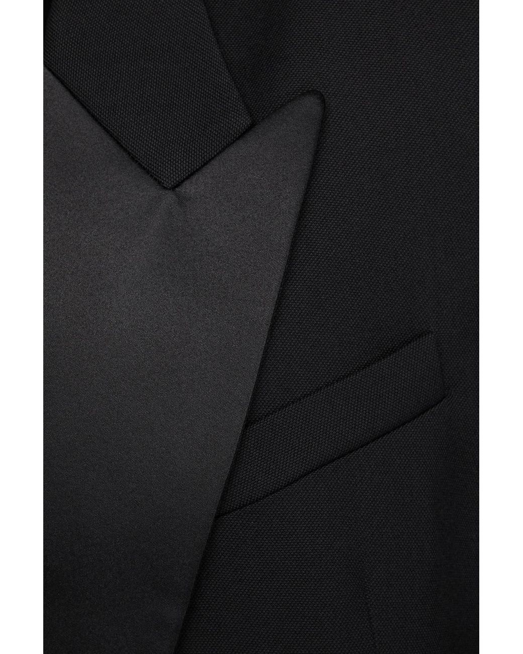 Victoria Beckham Black Double-breasted Satin-paneled Crepe Blazer