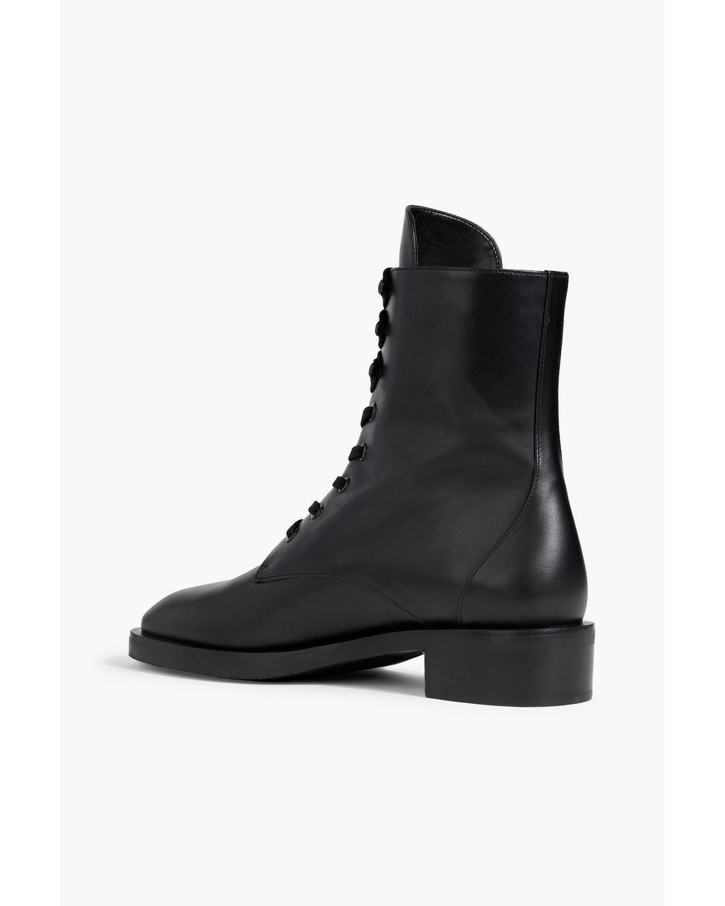 Stuart Weitzman Black Sondra Leather Combat Boots