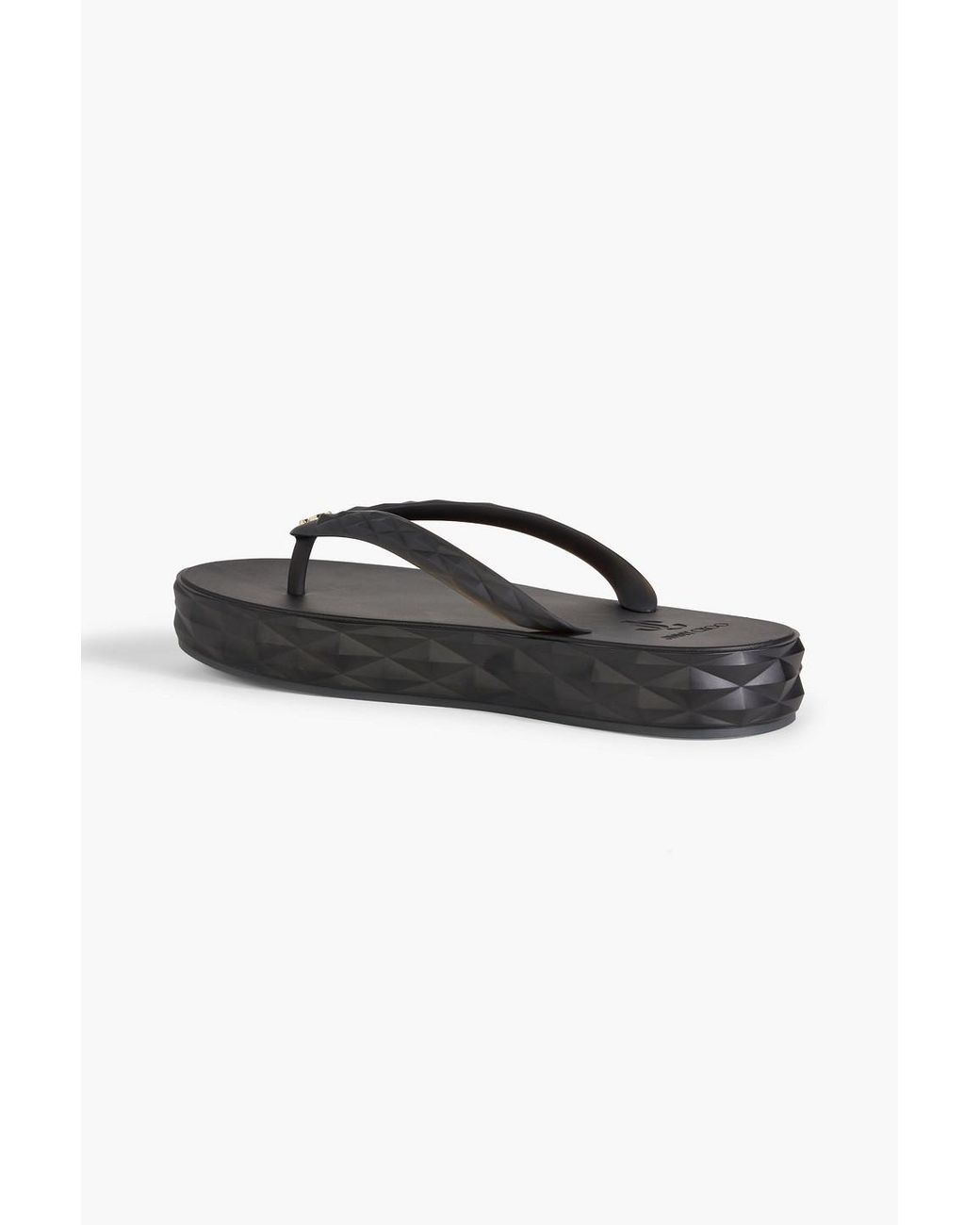 Jimmy Choo Black Diamond Embossed Rubber Platform Flip Flops
