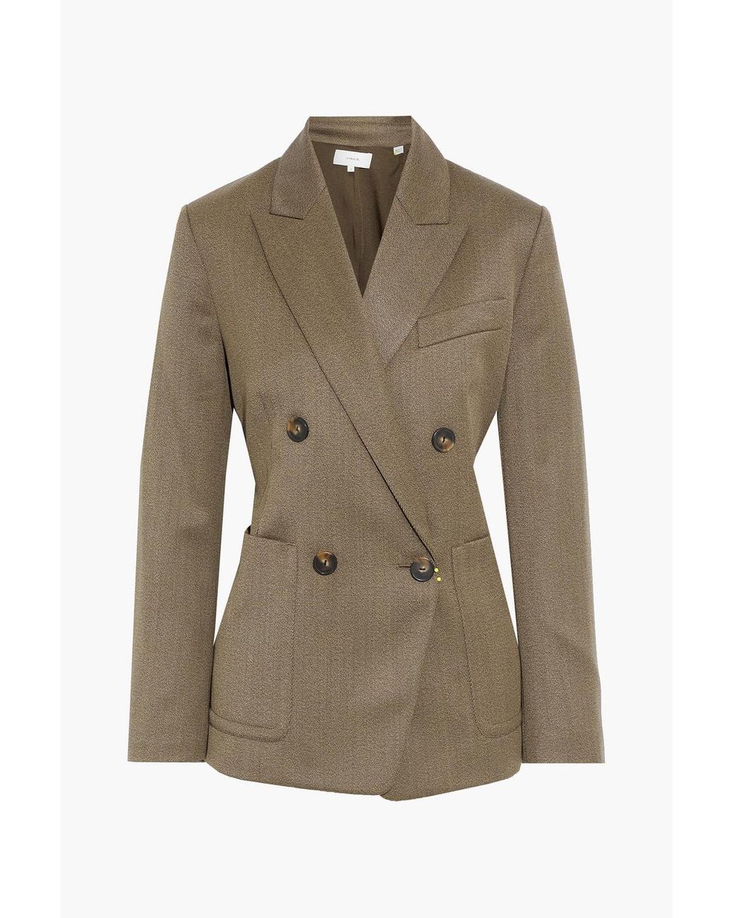 Vince Synthetic Doublebreasted Woolblend Twill Blazer Lyst