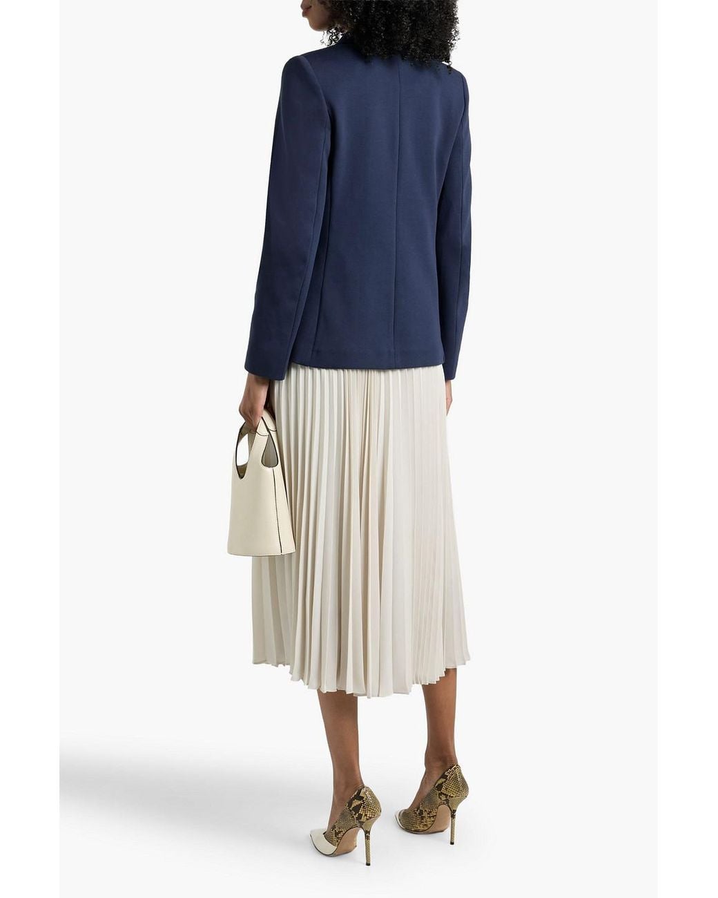 Weekend by Maxmara Blue Gueli Double-Breasted Cotton-Blend Jersey Blazer