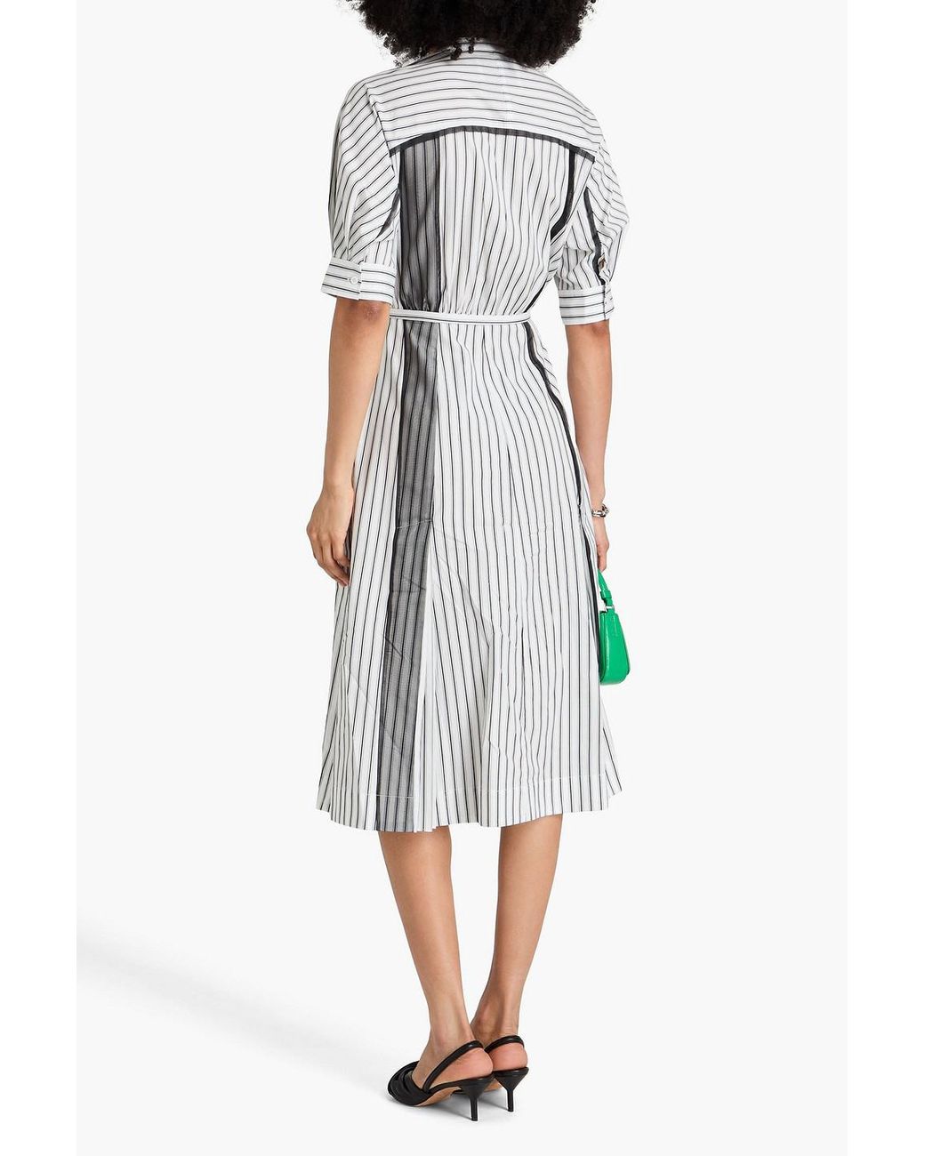 3.1 Phillip Lim White Organza-trimmed Striped Cotton-poplin Midi Shirt Dress