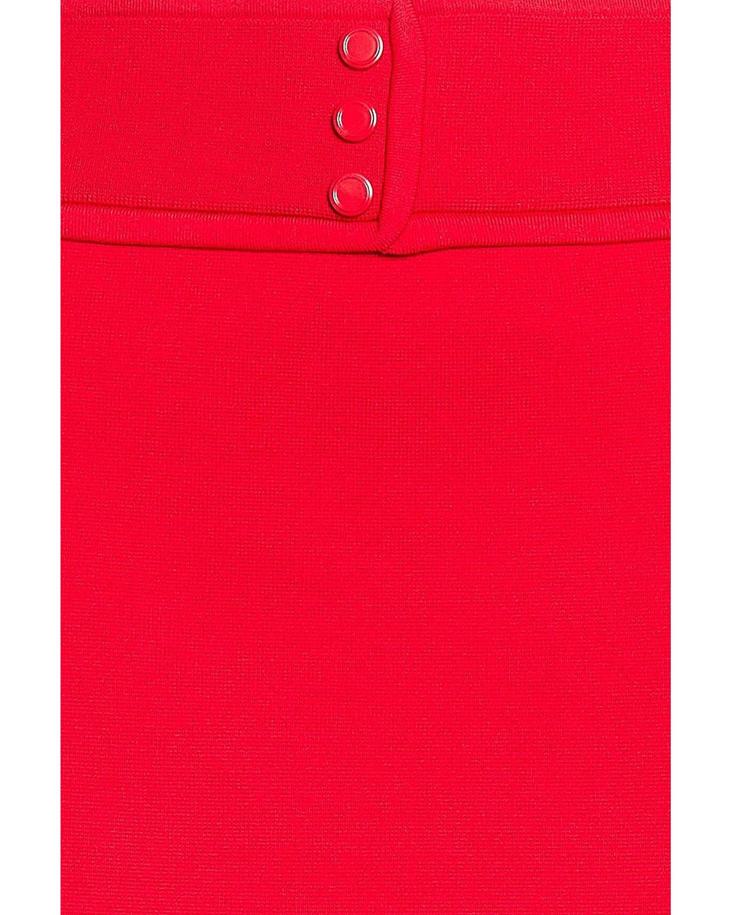 Sandro Red Button-Embellished Stretch-Knit Mini Skirt