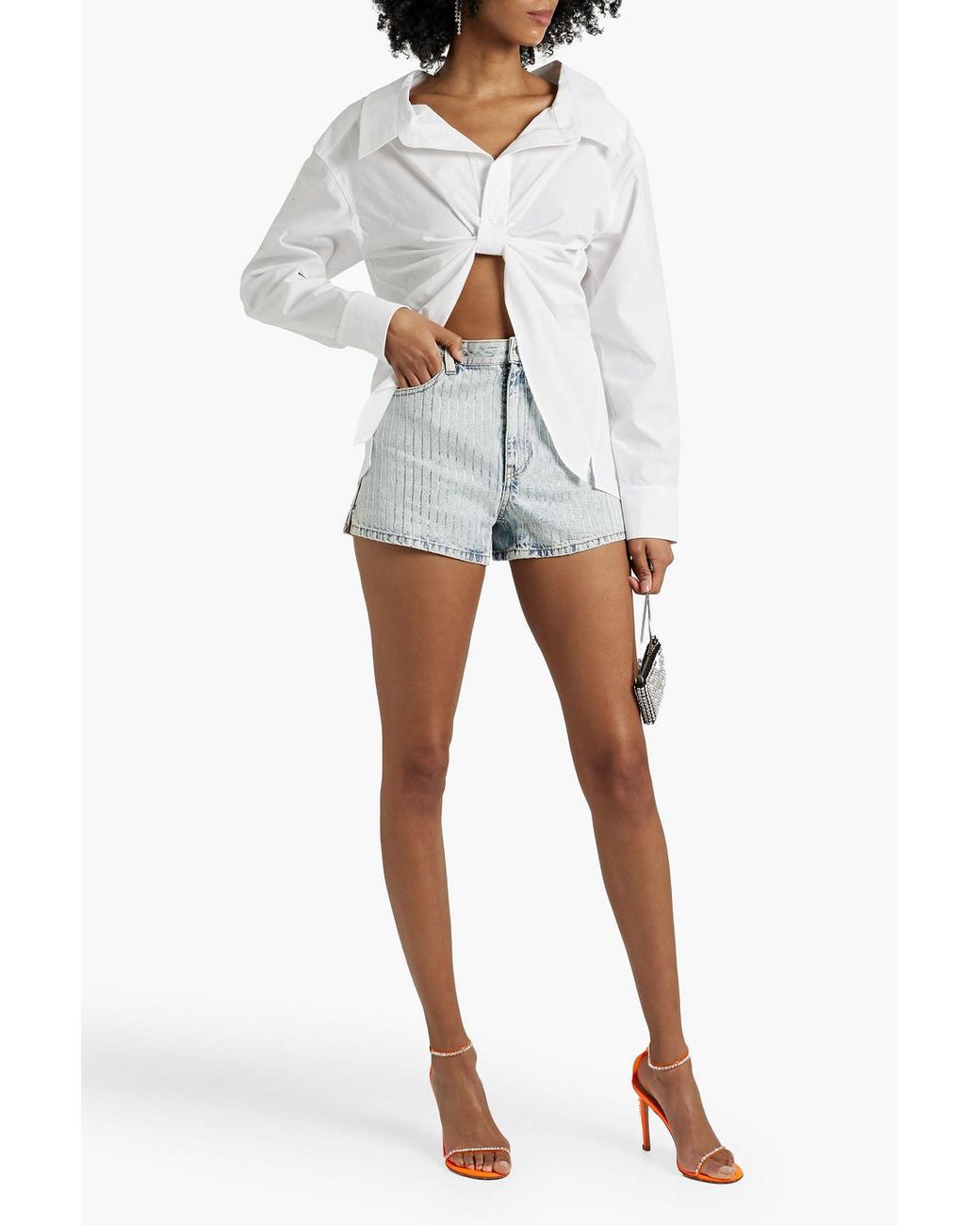 Tシャツ・カットソー Alexander Wang FW25 White poplin shirt (1WC3251132 100) alexander wang - SHORT SLEEVE T-SHIRT / ブラック コットン