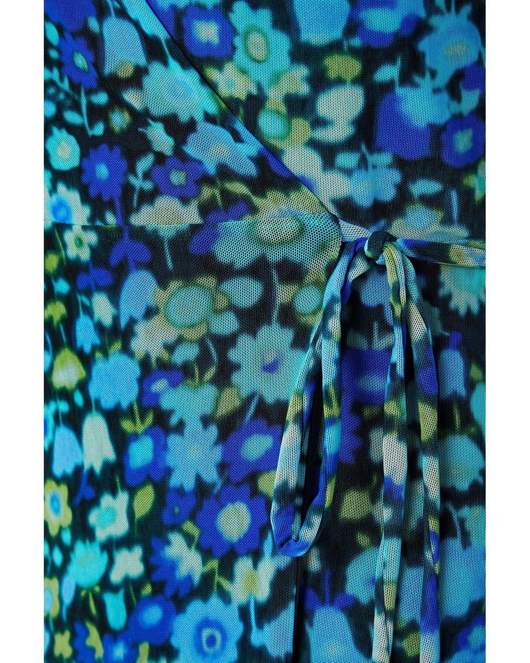 Ganni Floral-print Stretch-mesh Maxi Wrap Dress in Blue | Lyst Ganni Floral-print Stretch-mesh Maxi Wrap Dress in Blue | Lyst