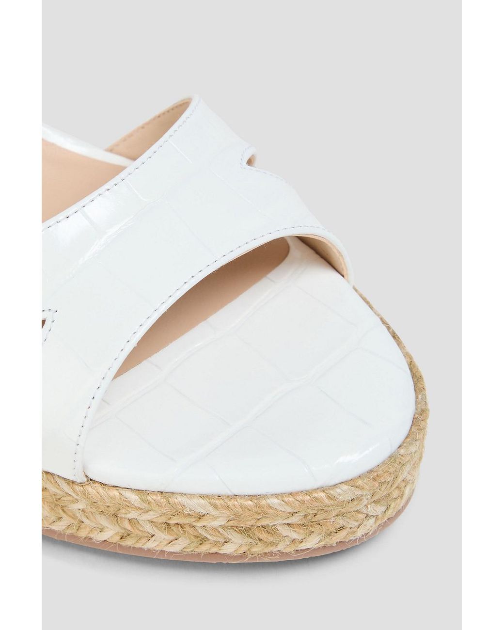 Stuart Weitzman Zuzu Croc-Effect Leather Espadrille Wedge Sandals in  Metallic | Lyst UK