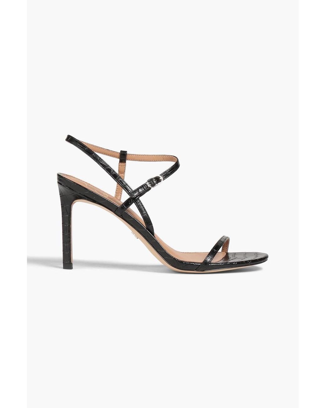 Sam Edelman Doran Faux Croc effect Leather Sandals in Metallic