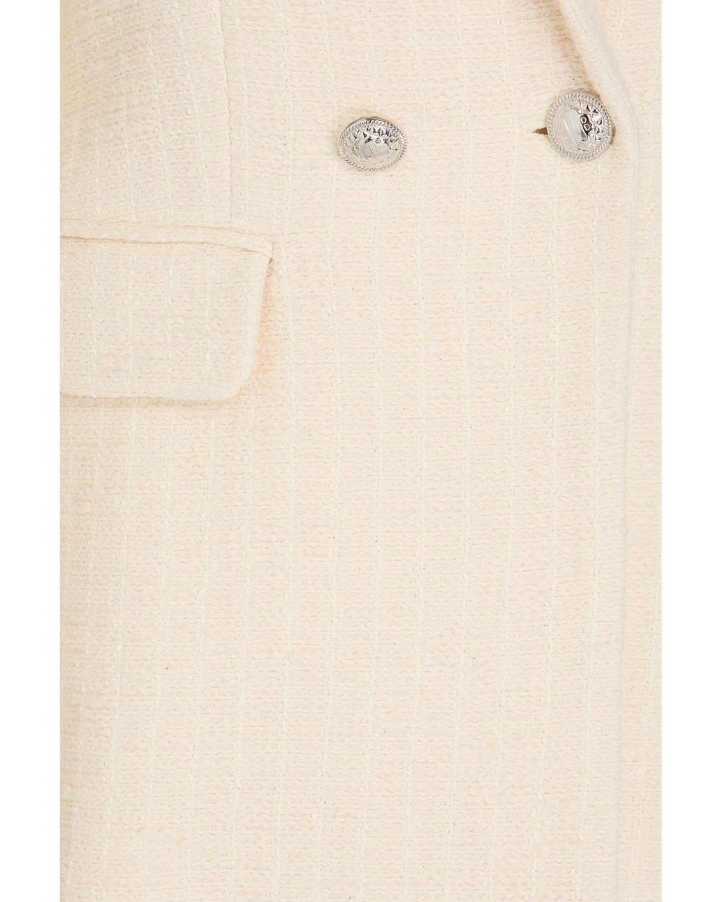 Maje Natural Double-breasted Cotton-blend Tweed Blazer