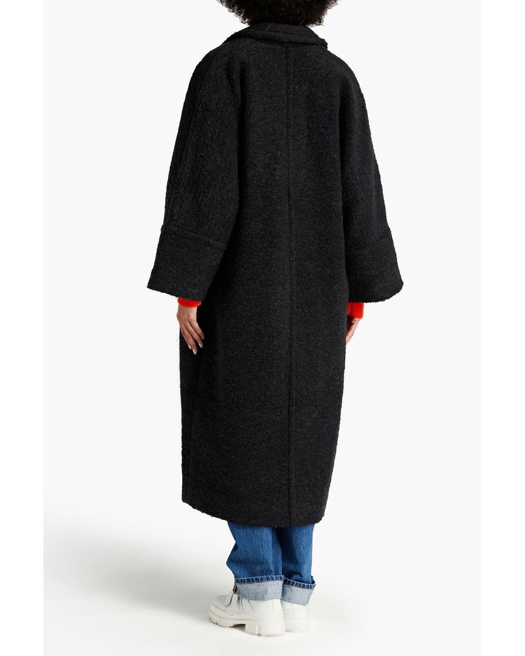 Ganni Wool-blend Bouclé Coat in Gray | Lyst