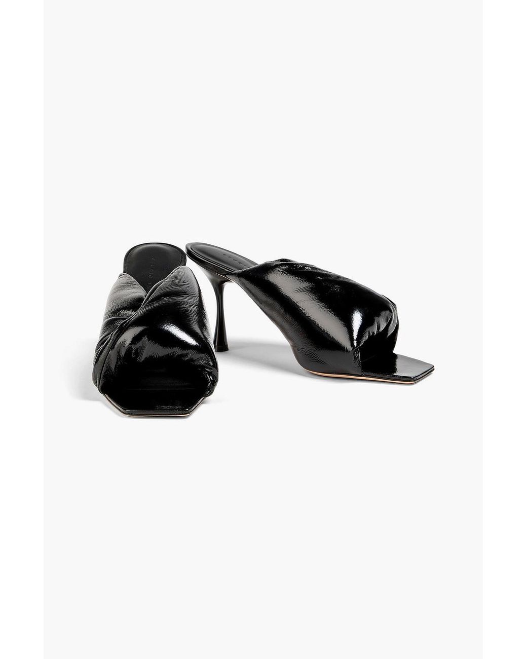 STUDIO AMELIA Black Croissant 90 Twisted Patent-Leather Mules