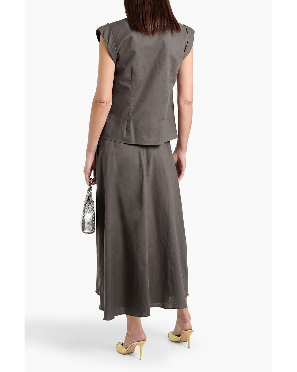 Mikael Aghal Gray Cotton And Linen-Blend Shirt