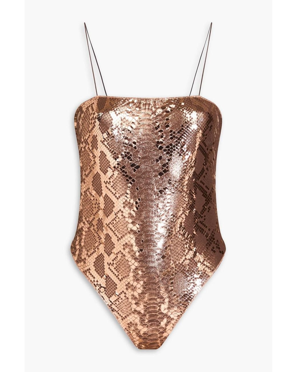 【OSEREE】python llic snake-print swimsuit oseree-Metallic-Python-Snake-