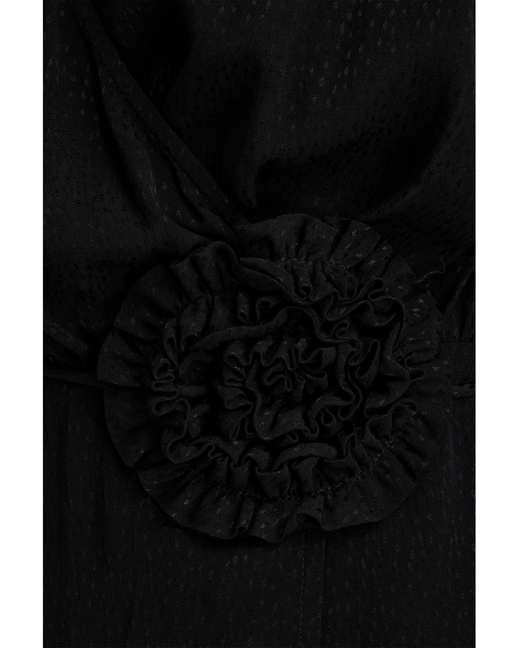 ROTATE BIRGER CHRISTENSEN Black Floral-Appliquéd Jacquard Mini Wrap Dress