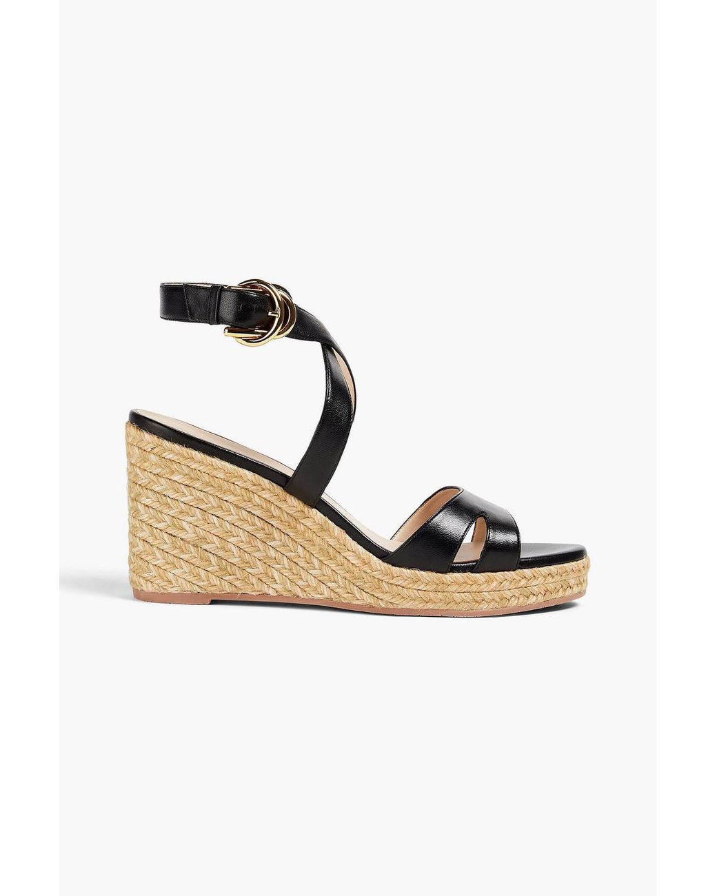 Stuart Weitzman Zuzu Leather Espadrille Wedge Sandals in Metallic | Lyst UK