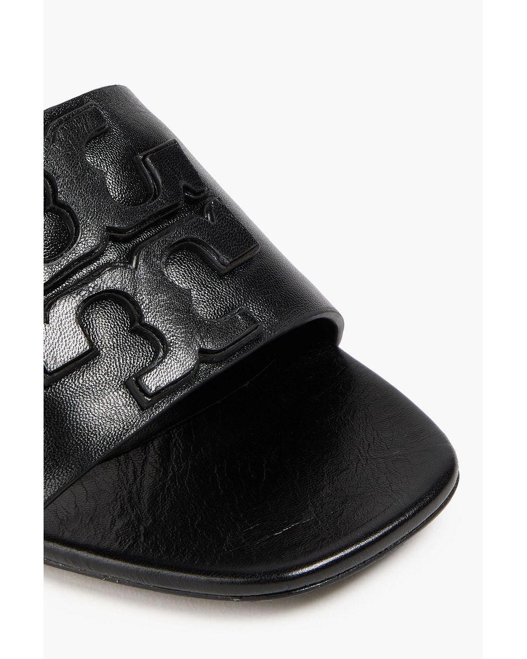 Tory Burch Black Appliquéd Leather Mules