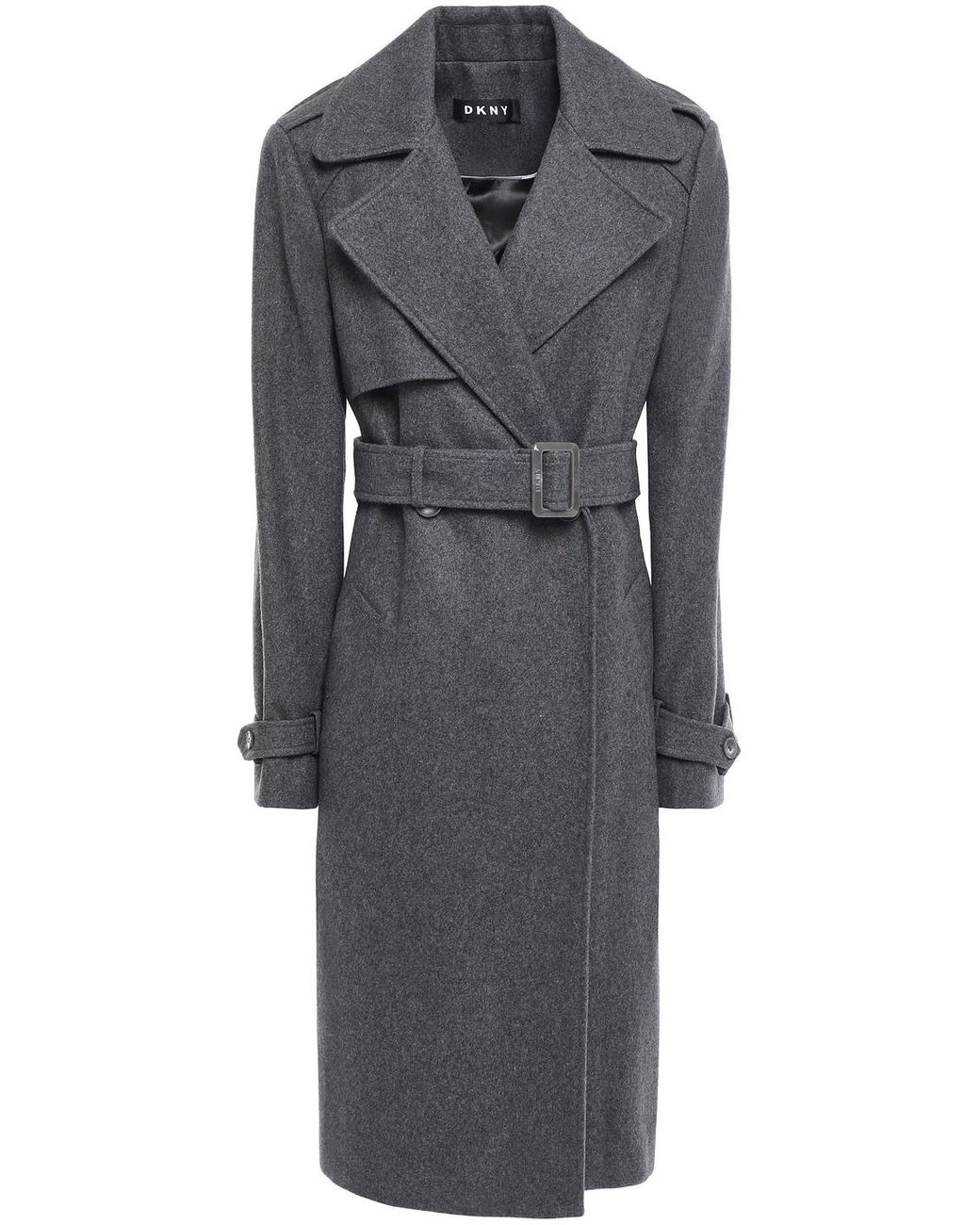 DKNY Wool-blend Felt Trench Coat in Gray | Lyst