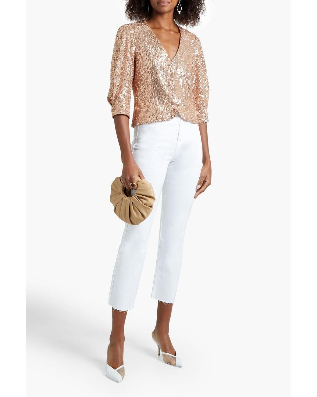 Maje Sequined Tulle Blouse in Metallic | Lyst