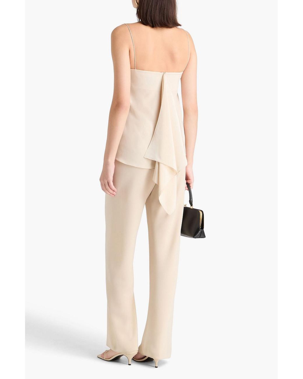 Esse Studios White Finesa Draped Silk Crepe De Chine Camisole