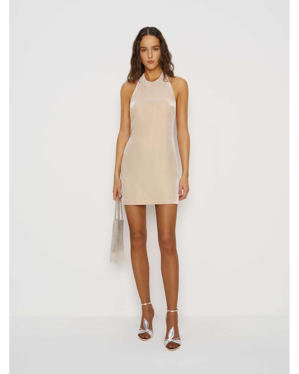 Reformation Avielle Velvet Dress 2 in Natural | Lyst Reformation Avielle Velvet Dress 2 in Natural | Lyst