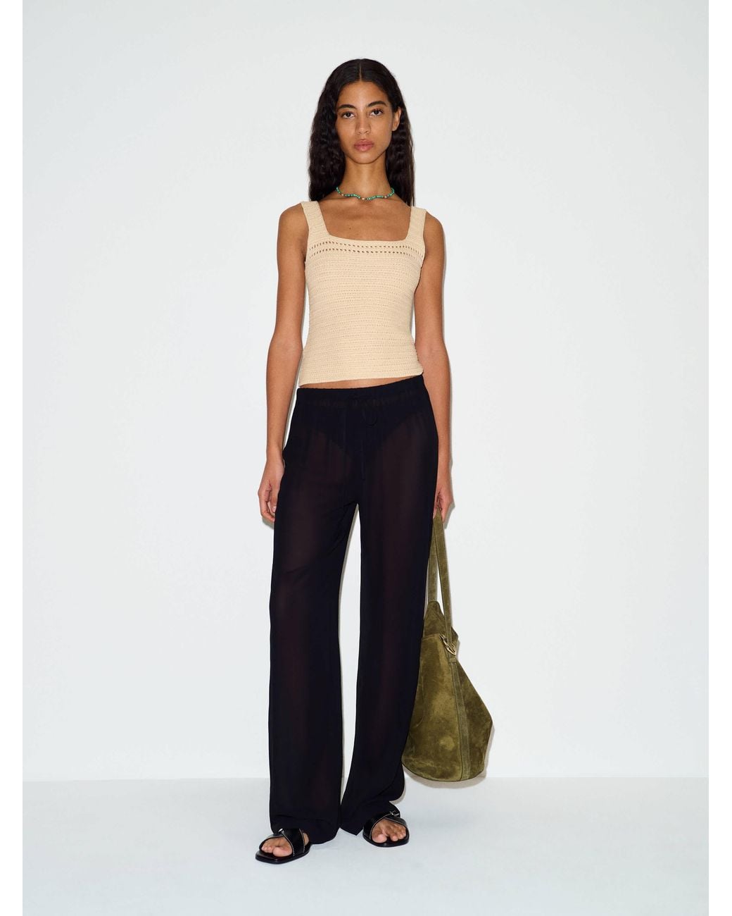 Reformation White Azara Cotton Sweater Tank Top