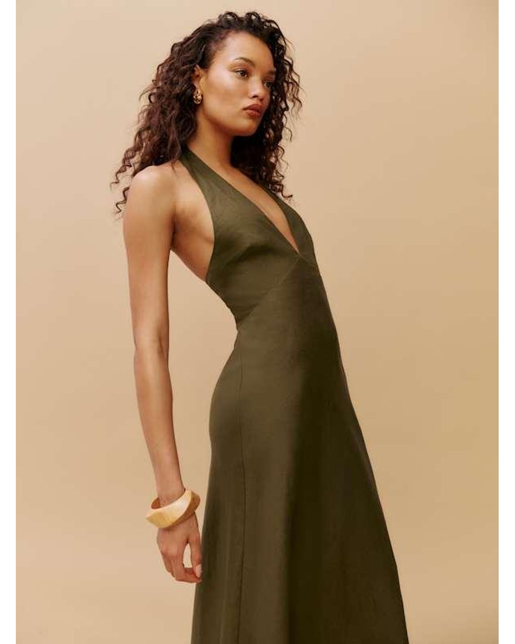 assembly label linen slip dress Re-Worn Womens Linen Stripe Slip Dress main image 1