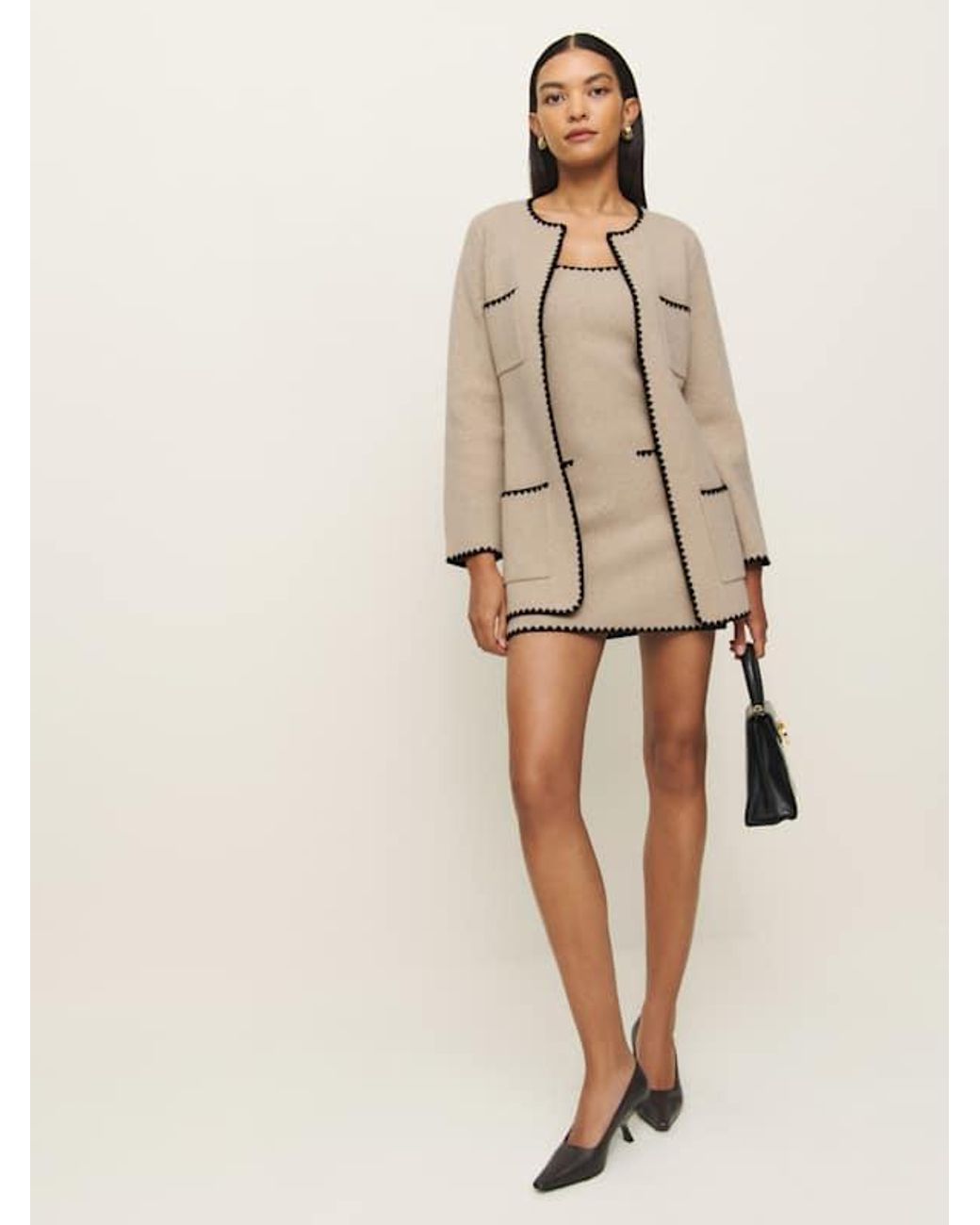 Reformation Isabelle Regenerative Wool Embroidered Sweater Dress in Natural  | Lyst