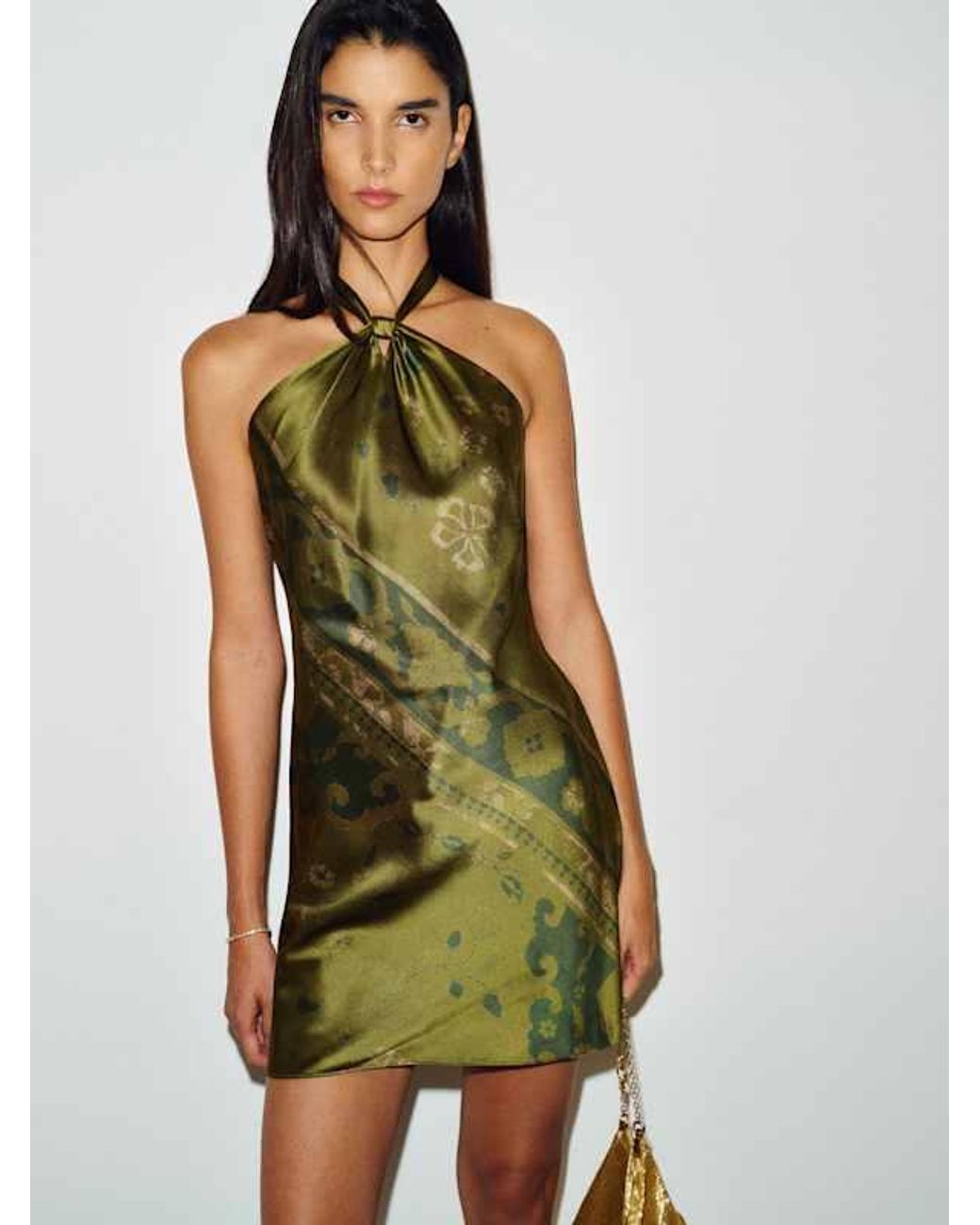 Reformation Green Opaline Silk Dress