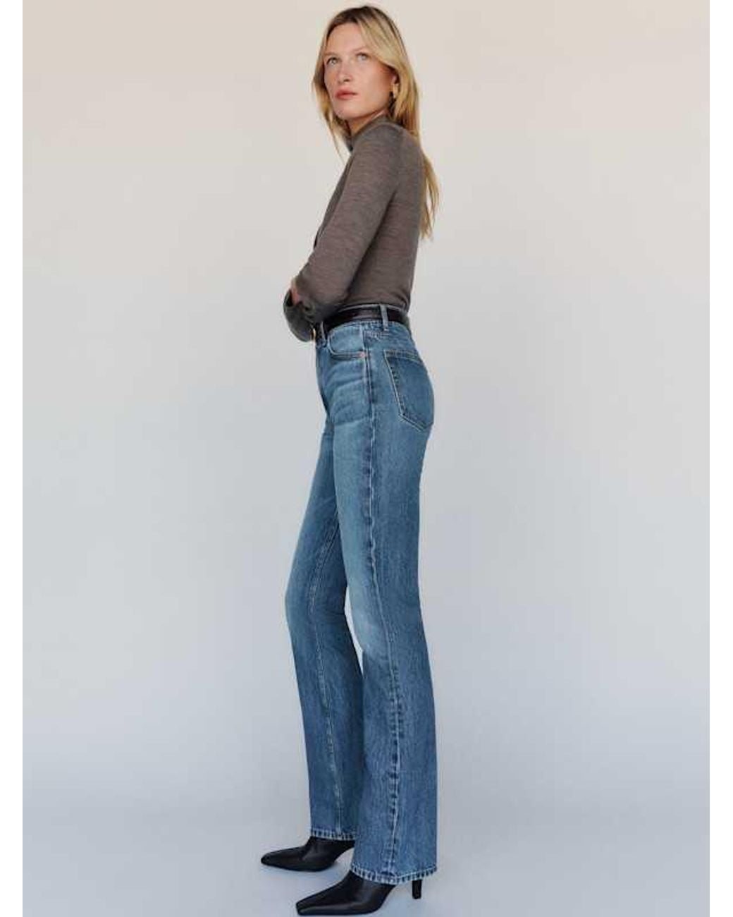 Reformation Blue Blair High Rise Baby Bootcut Jeans