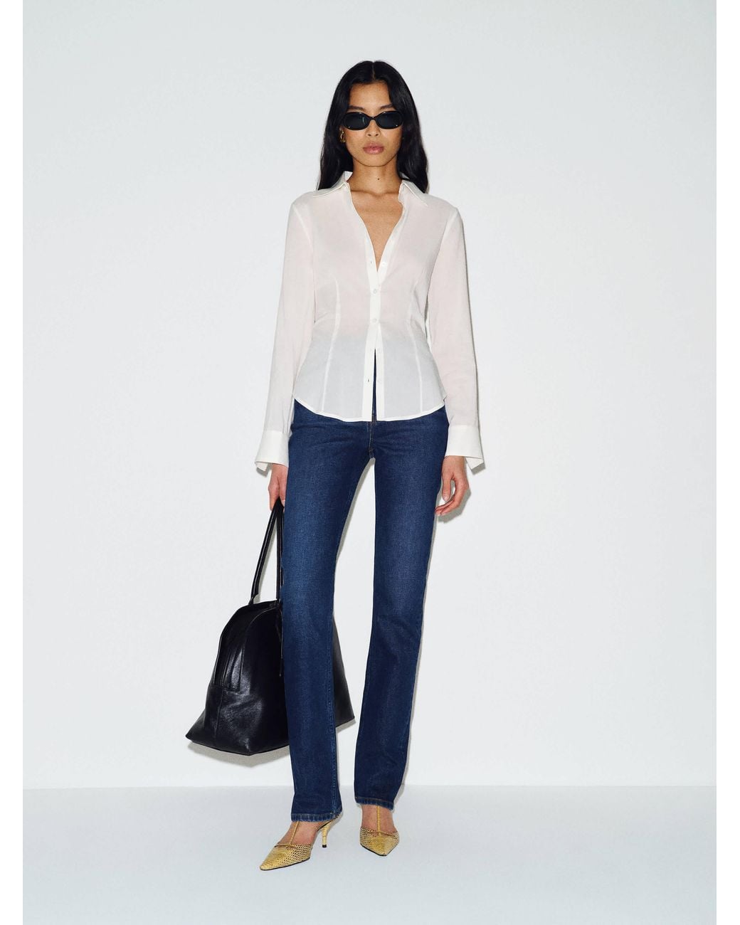 Reformation White Raya Fitted Voile Shirt