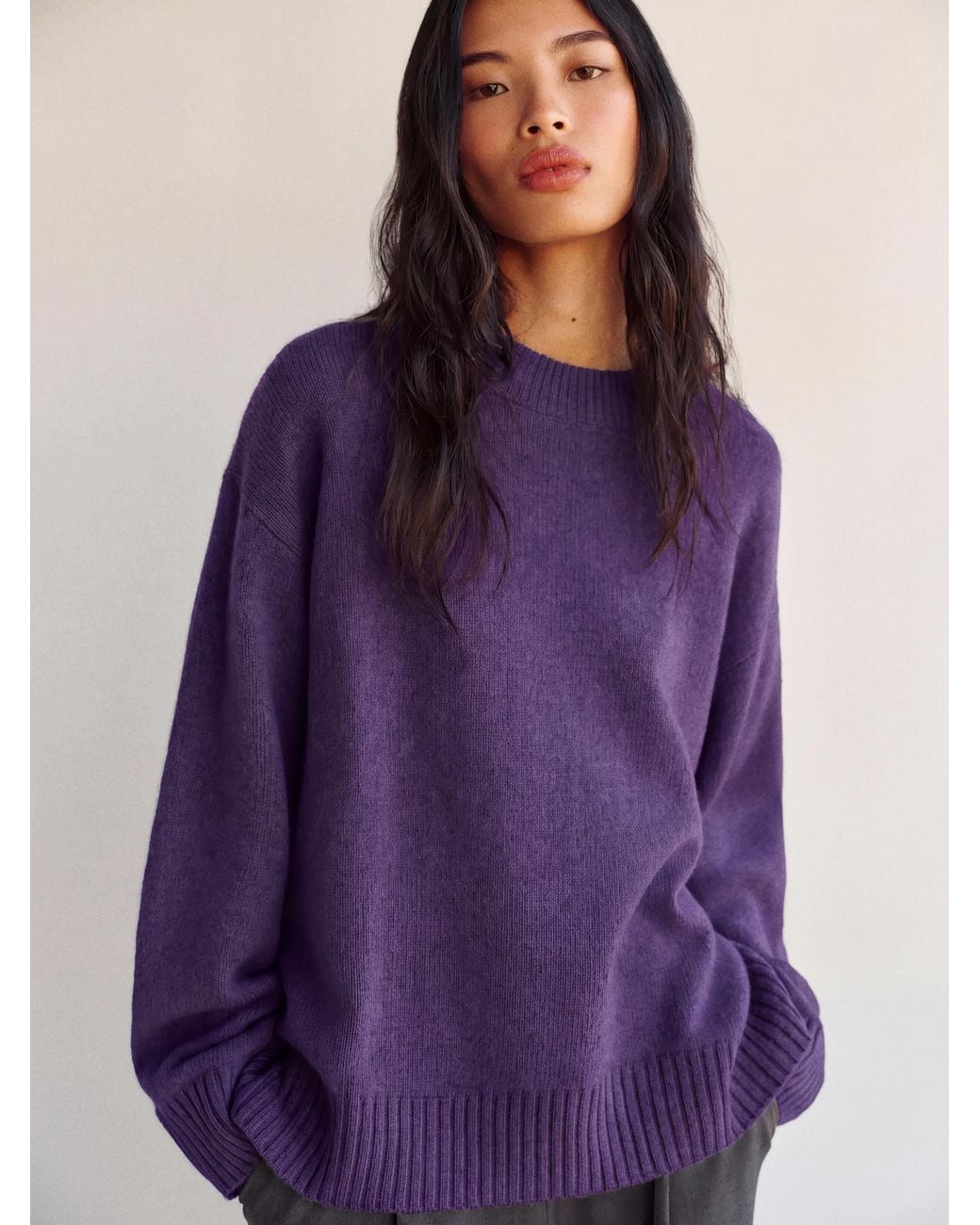 Reformation Purple Cove Cashmere Oversized Crew Sweater