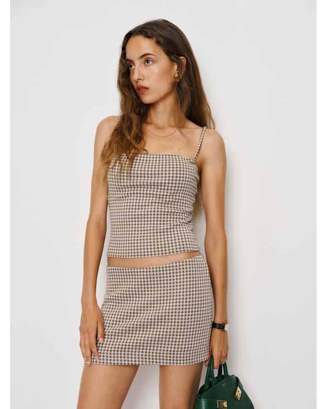 Reformation Emma Knit Two Piece Sugar Check in White | Lyst