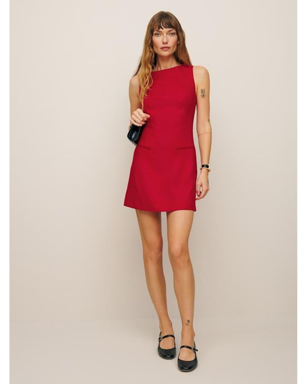 reformation red linen mini dress Reformation Petites Citron Linen Dress in Red