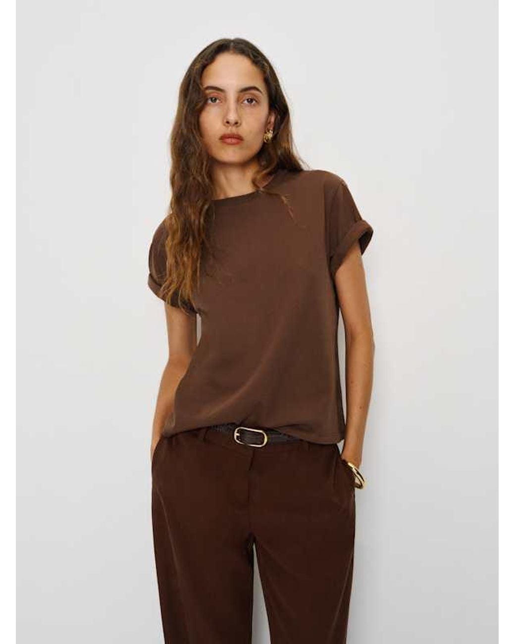 Reformation Brown Rowan Crew T-Shirt
