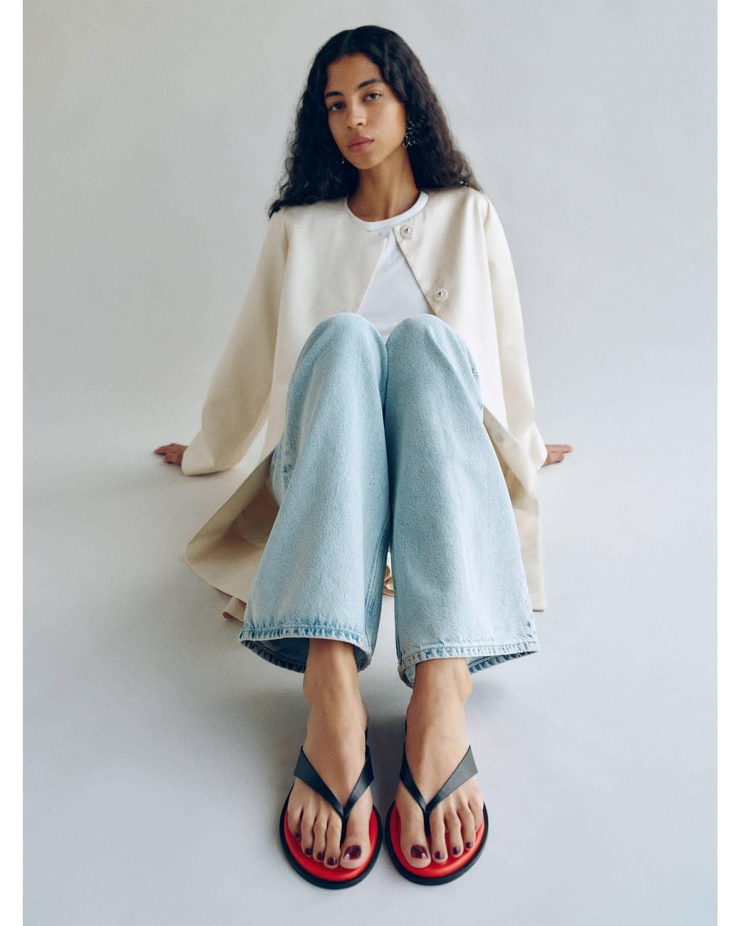 Reformation Blue Jessie Thong Sandal