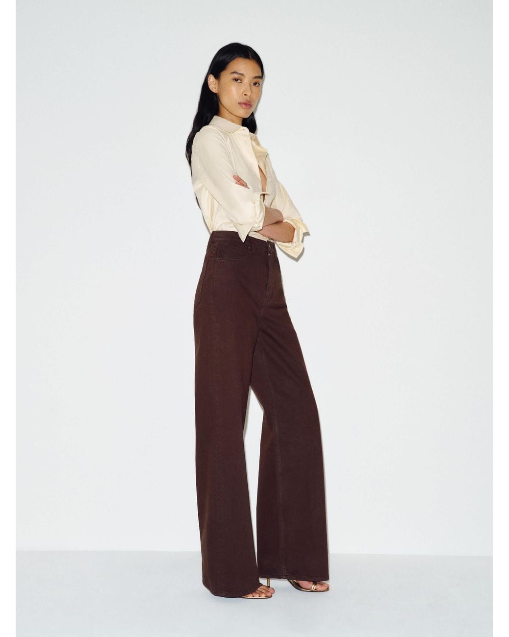 Reformation White Cary High Rise Slouchy Wide Leg Jeans Denim