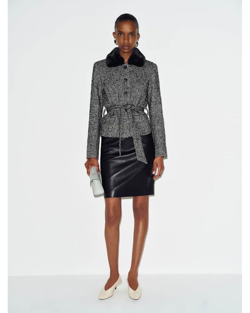 Reformation Black Nola Jacket/ Fur